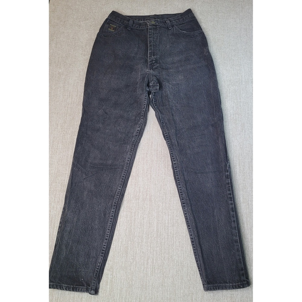 Wrangler Jeans Women 12 Black High Rise Straight Leg Denim Made in USA 90's VTG